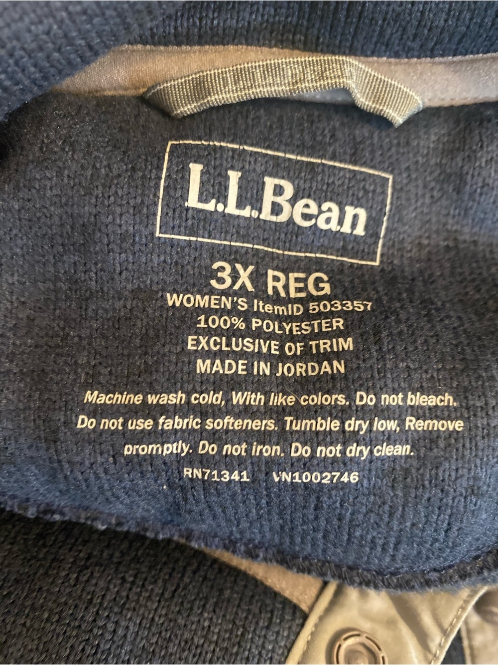 LL Bean Womens 3X Fleece Pullover Navy Snap Neck Outdoor Hiking Cozy Plus Size - Picture 4 of 4